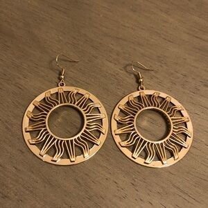 Gold Tone Sunburst Earrings